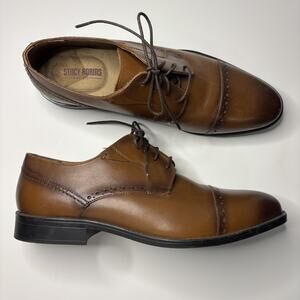 Stacy Adams Men's Barnett Cap Toe Oxford Brown burnished leather 10.5 medium